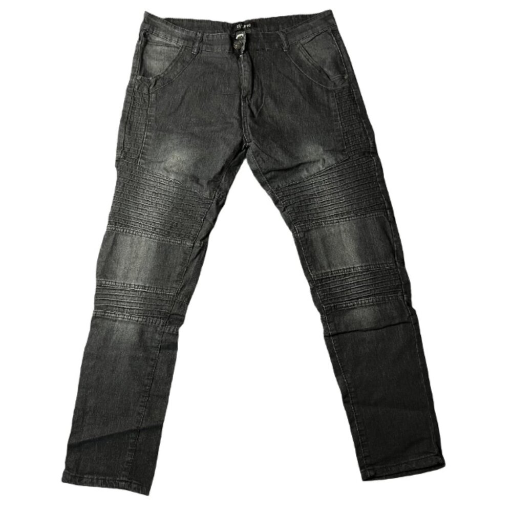 Men's Black Jeans with Unique Ribbed Design